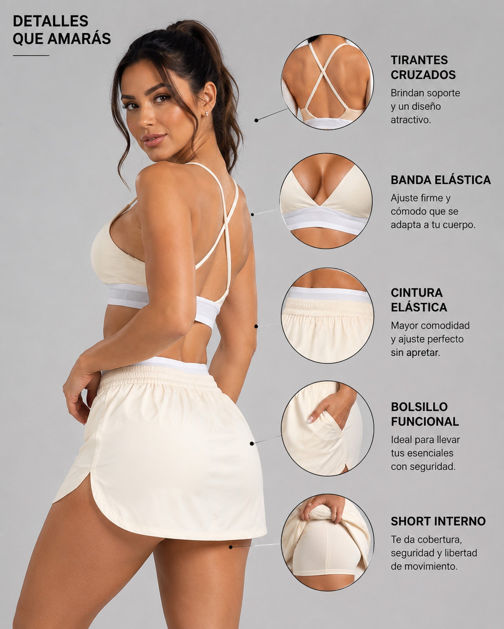 Set Top y Falda short Deportiva Fitness Gym Tenis Mujer - LQ1006