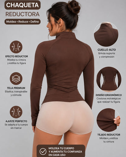 Chaqueta Corta Deportiva Entallada Mujer Cierre Dorado - LQ1016