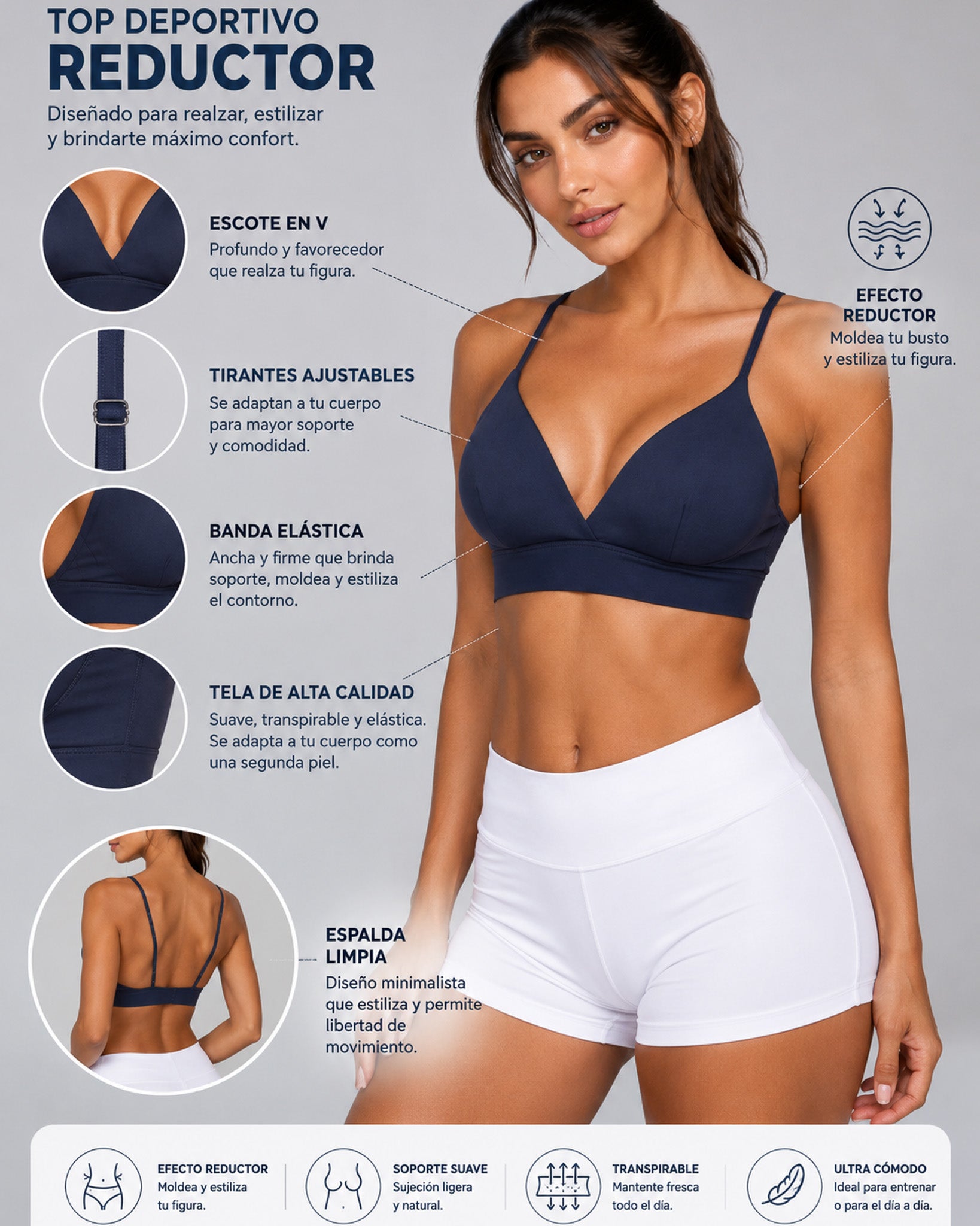 Peto Top Deportivo Mujer Sosten Seamless Gym Fitness - LQ1007