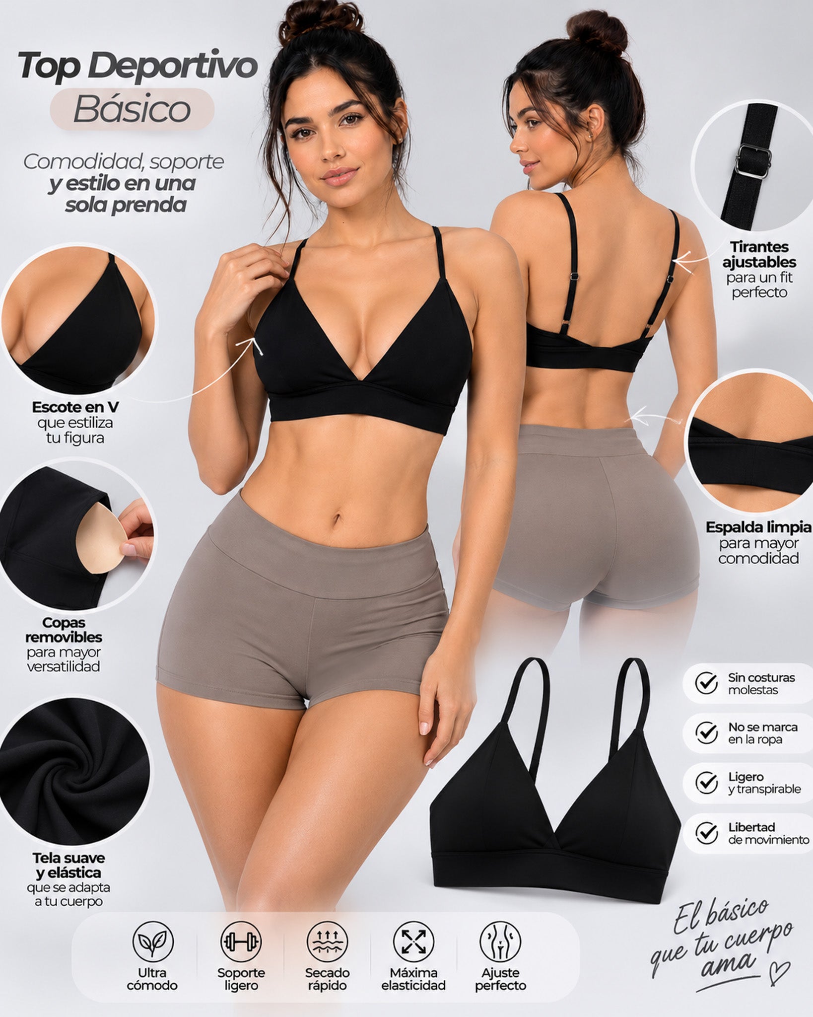 Peto Top Deportivo Mujer Sosten Seamless Gym Fitness - LQ1007