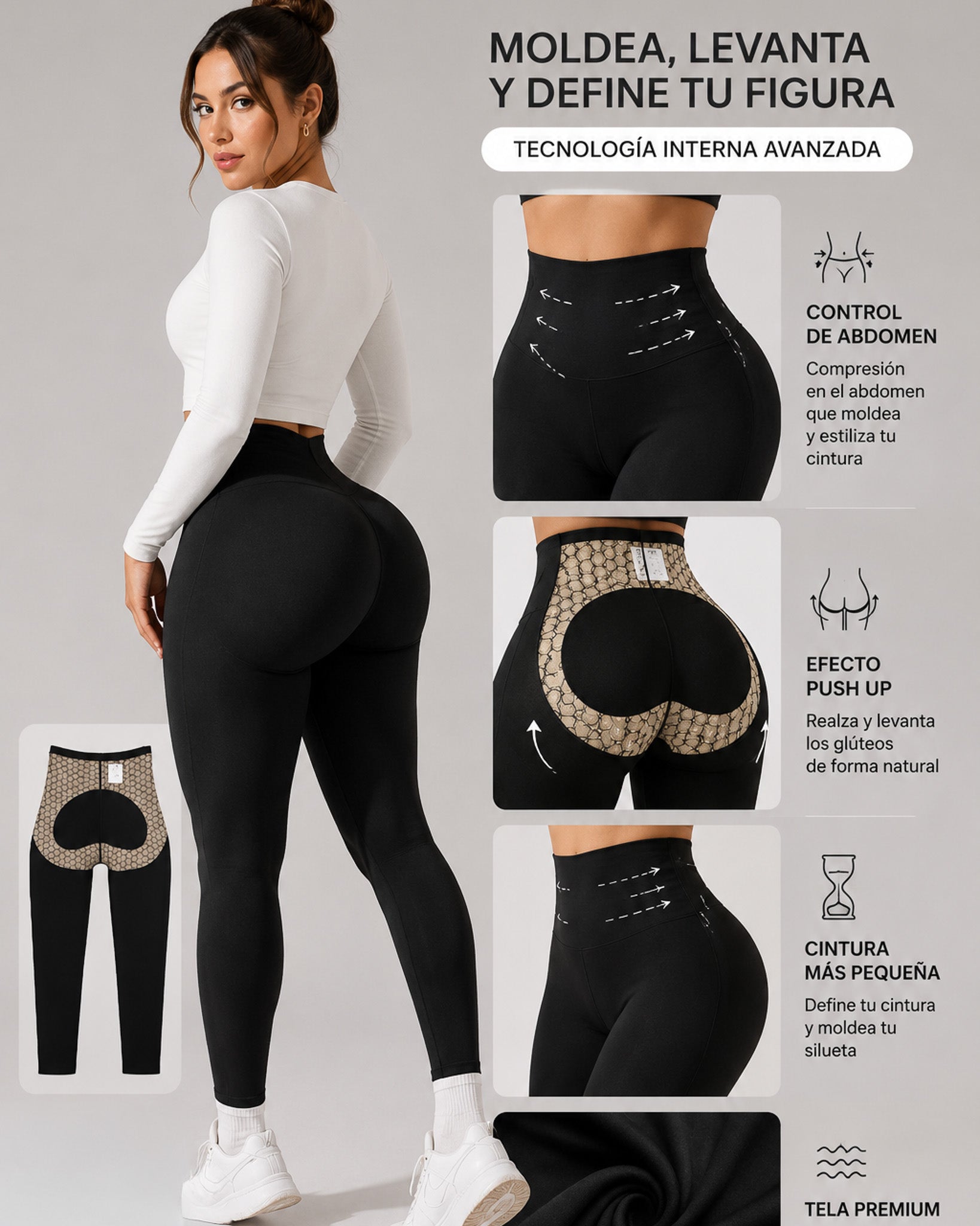 Calza Legging Esculpido Cintura Faja Reductora Push Up - GD014