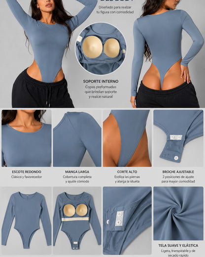 Bodysuit Mujer Manga Larga Corte Alto Sexy Ajustado - LQ1019