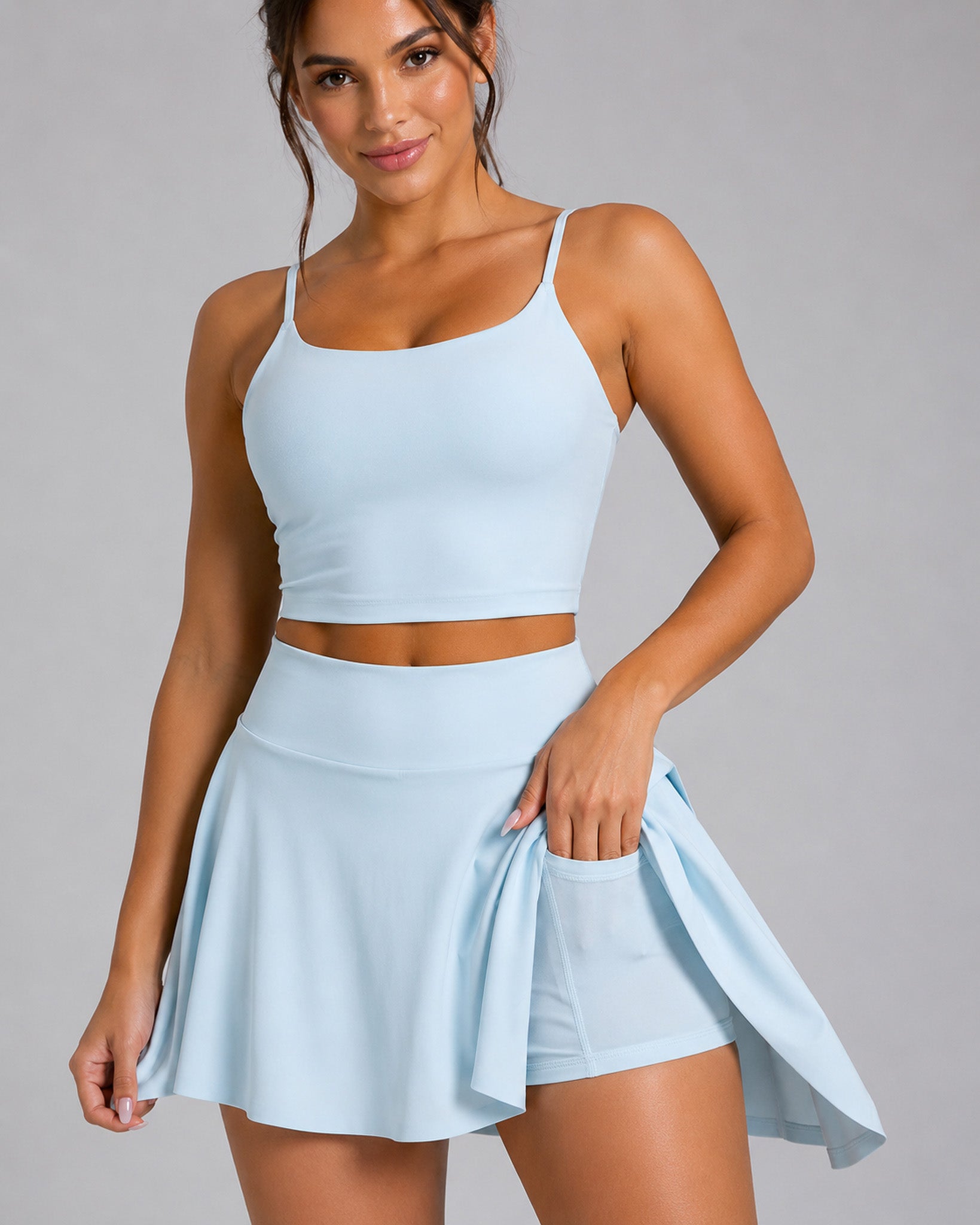 Set Fitness Mujer Falda Short Con Bolsillo Y Top Deportivo - JYT048