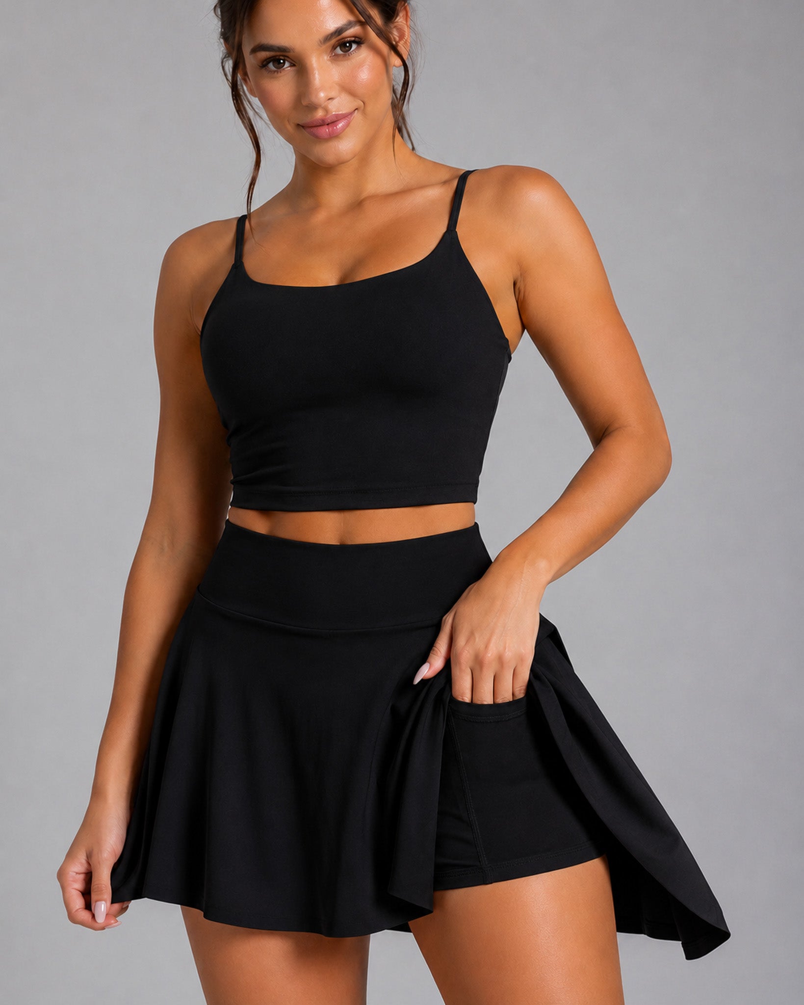 Set Fitness Mujer Falda Short Con Bolsillo Y Top Deportivo - JYT048