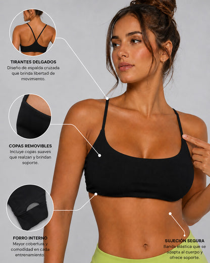 Top Deportivo Fitness Mujer Peto Tirantes Cruzados Yoga Gym - LQ1026