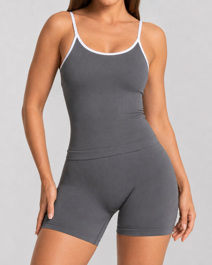 Conjunto Deportivo Fitness Mujer Top Tirantes y Short Biker - FX01