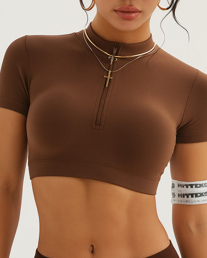 Top Deportivo Mujer Corto con Cierre Delantero sin Costuras - YJ262