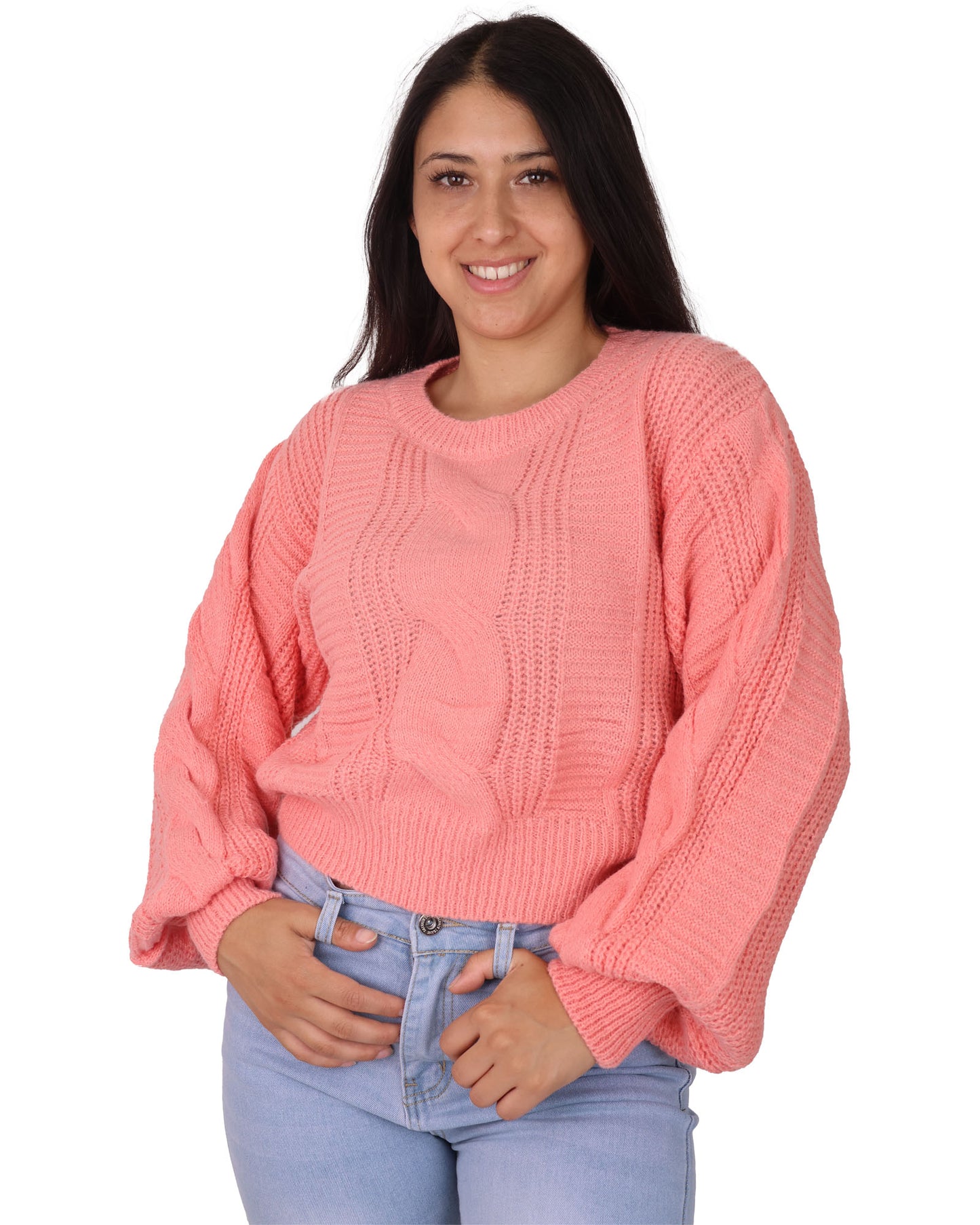 sweater manga globo color solido