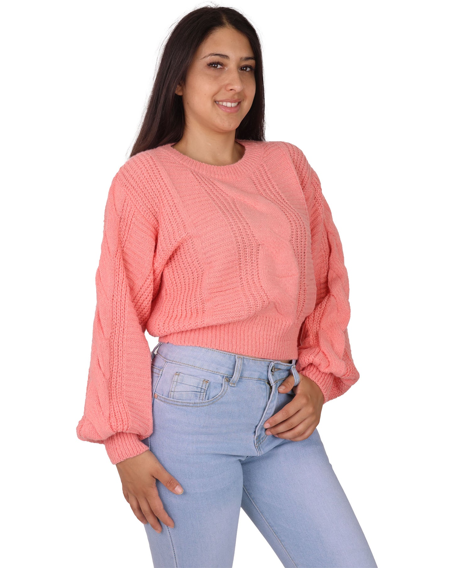 sweater manga globo color solido