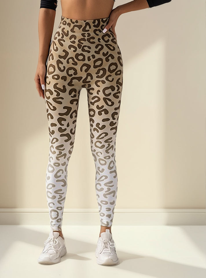 Leggins Deportivos Levanta Cola Con Estampado De Leopardo