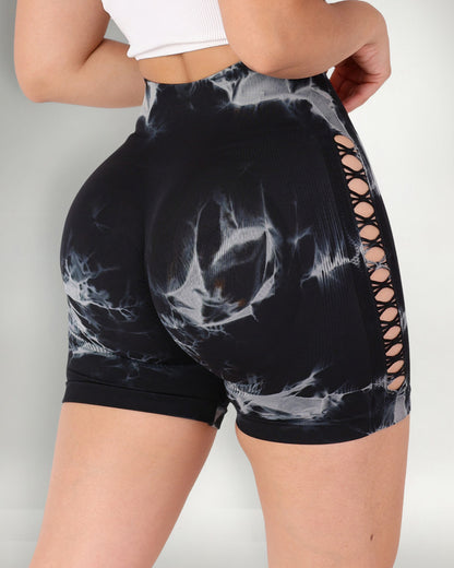 Short Mujer Calzas Cortas Tie Dye Push Up Con Aberturas