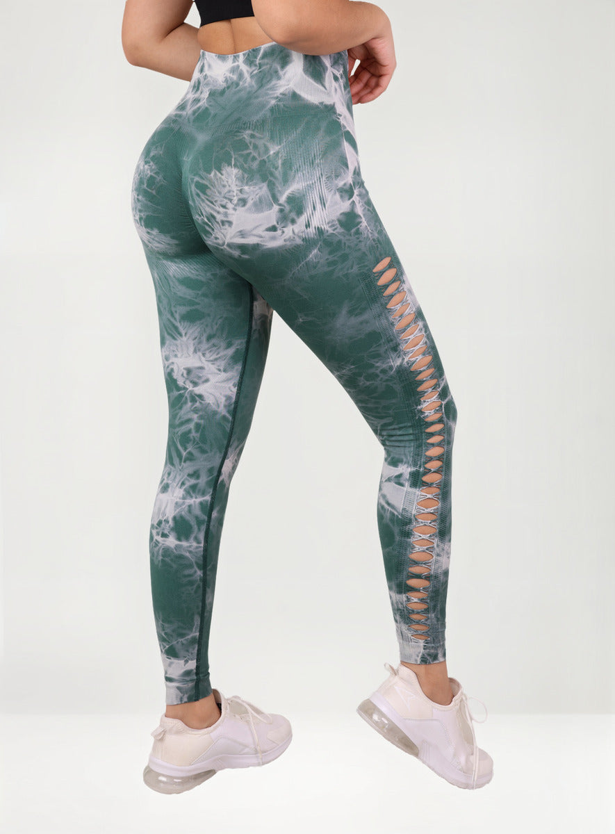 Leggings Tie Dye Push Up Abertura Escalonada - Alta Calidad