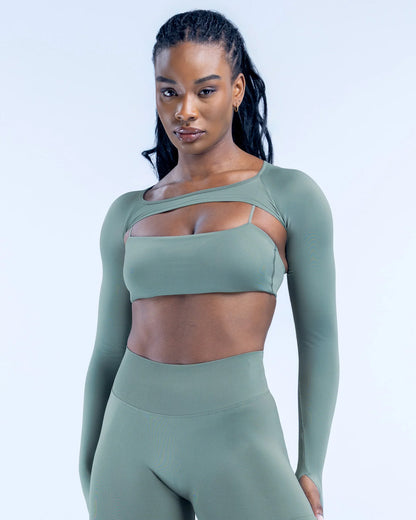 Bolero Deportivo Mujer Defy Corte Frontal Manga Larga - FX09