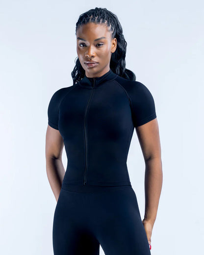 Polera Deportiva Fitness Mujer Dynamic Cierre y Manga Corta - FX21
