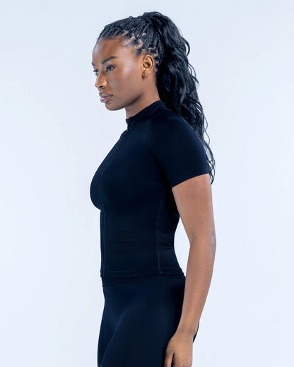 Polera Deportiva Fitness Mujer Dynamic Cierre y Manga Corta - FX21