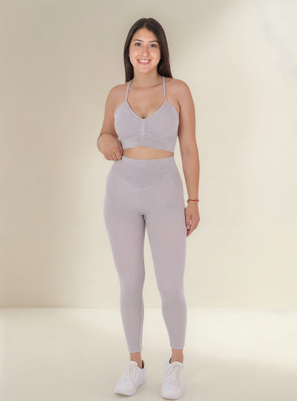 Conjunto Deportivo Calza Larga Y Peto Rib Prelavado Push Up