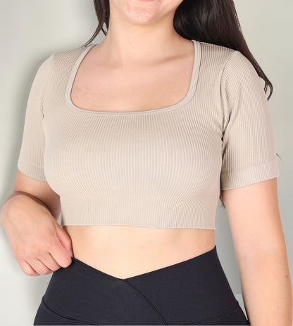 Top Camiseta Deportiva Manga Corta Acanalado Premium Yj195