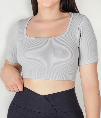 Top Camiseta Deportiva Manga Corta Acanalado Premium Yj195