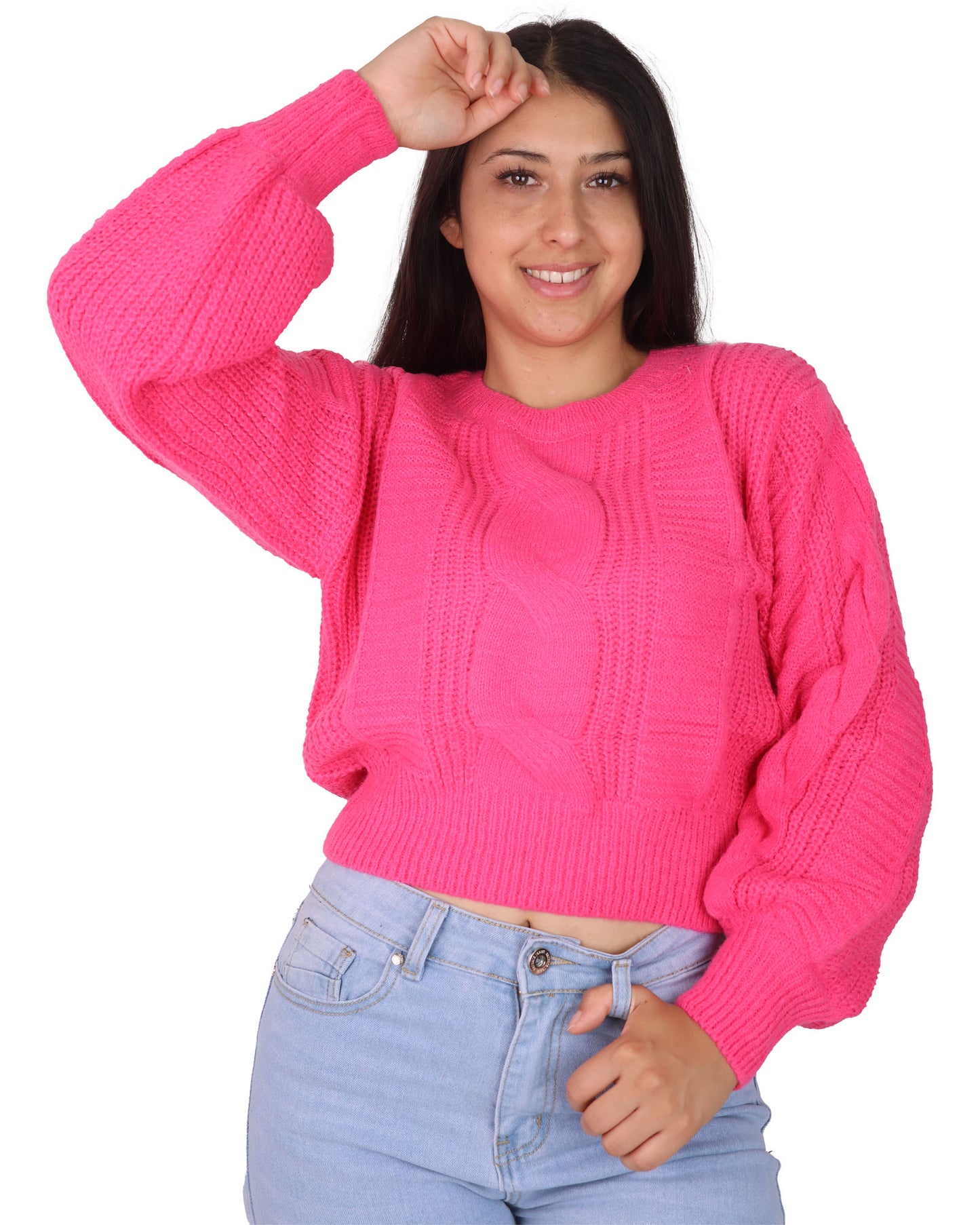 sweater manga globo color solido