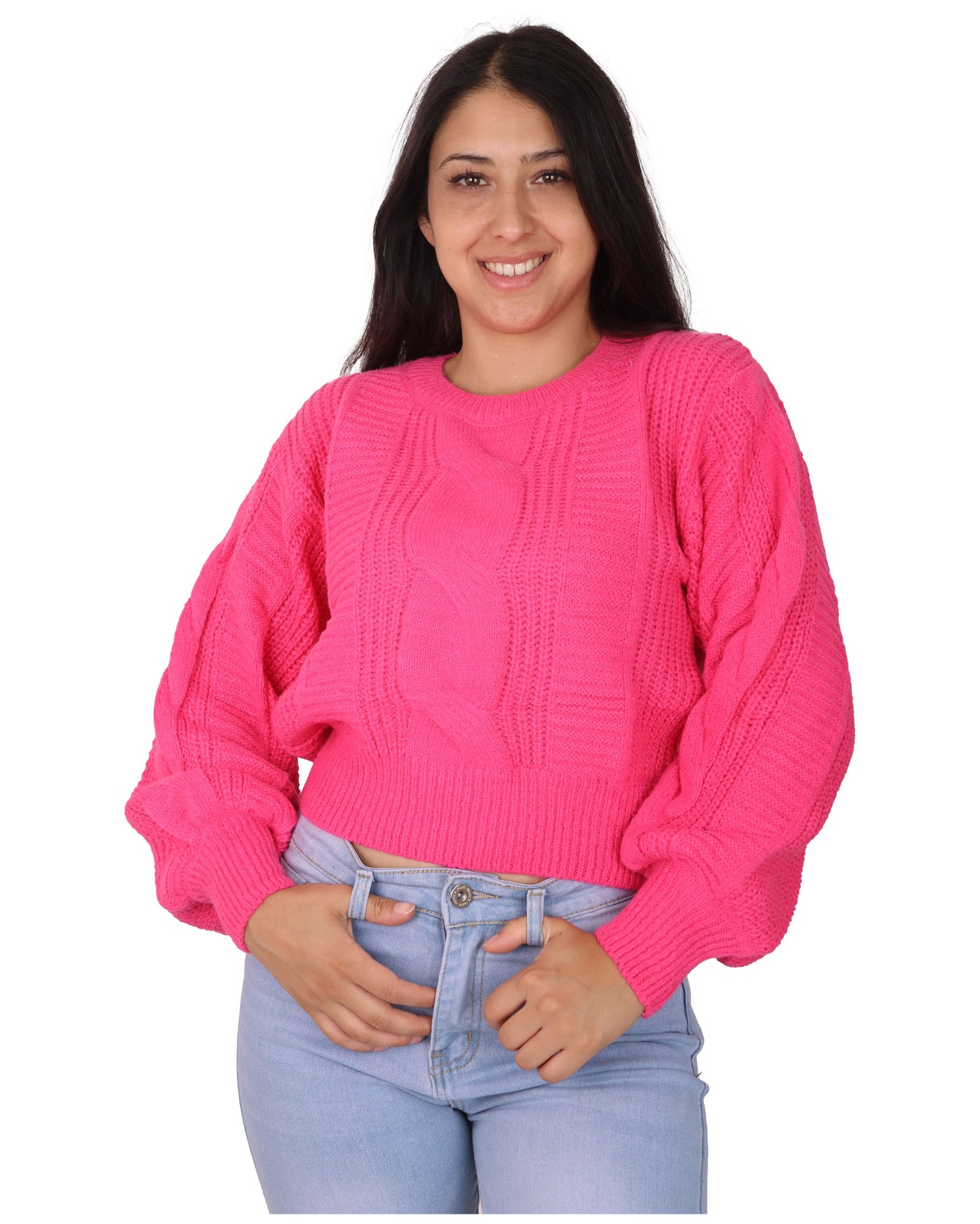 sweater manga globo color solido