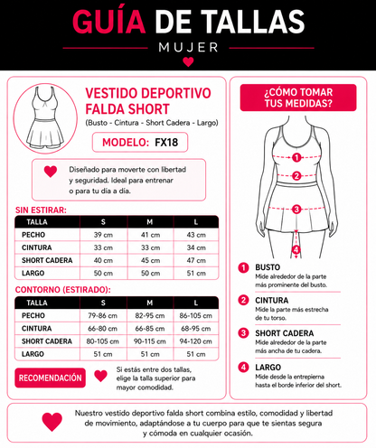 Vestido Deportivo Enterizo Mujer Halter Falda Short Bolsillo - FX18