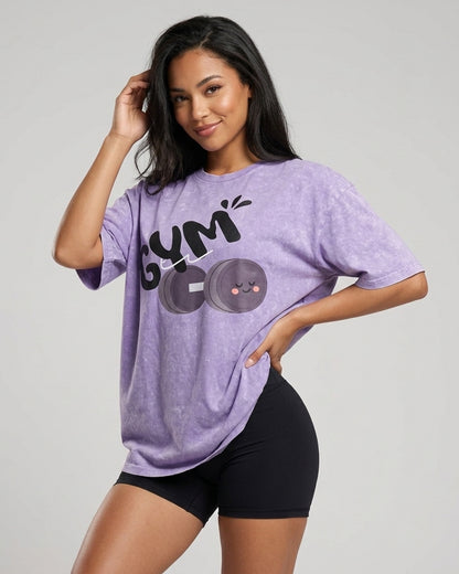 Polera Gym Oversize Mujer - Look Retro & Suave Prelavada - A366