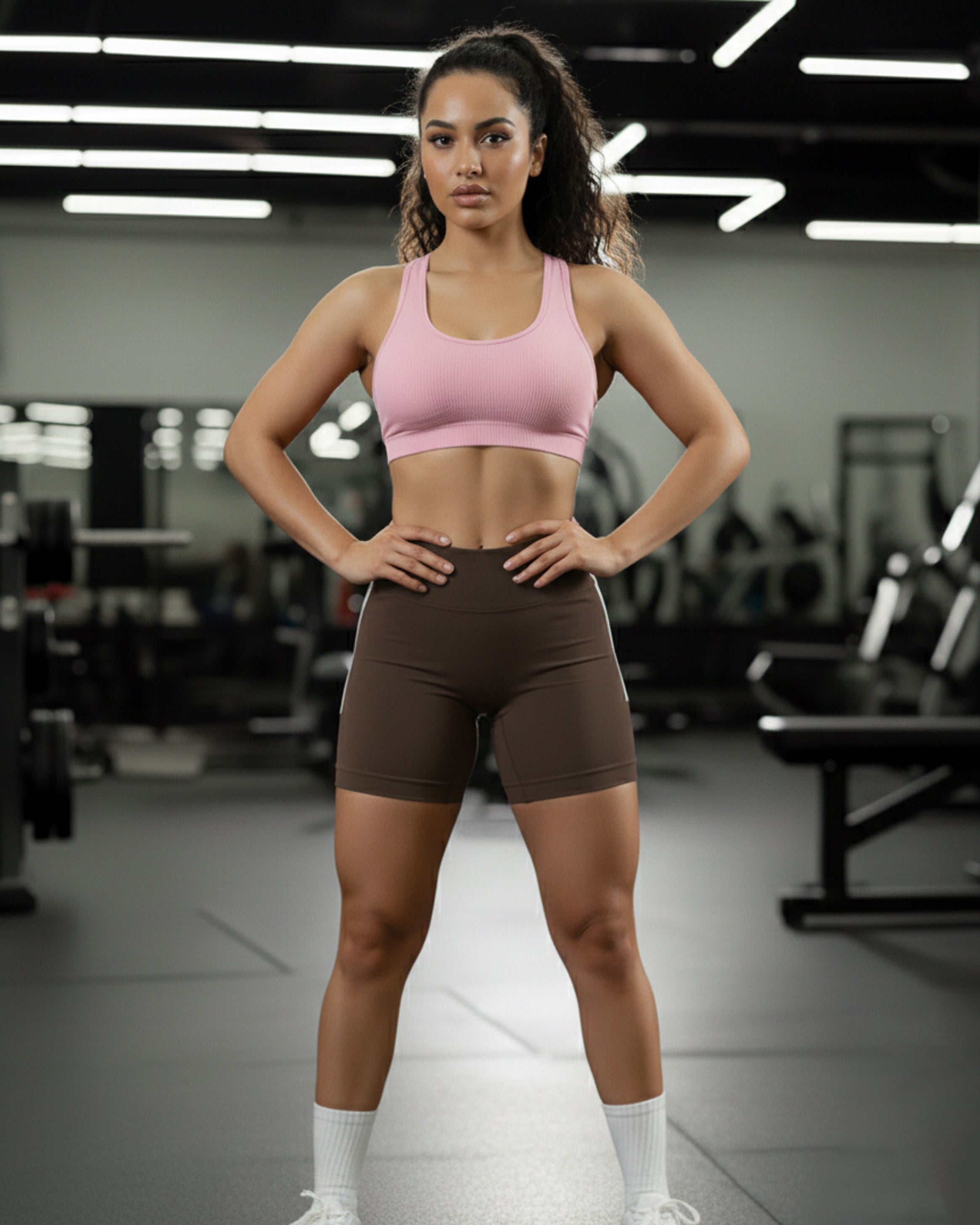 Short Deportivo con Corte en V y Líneas Plus - YJ267