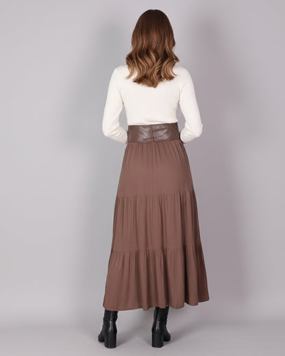 Falda Larga Elegant Mujer Con Cinturon Tiro Alto - HG25122