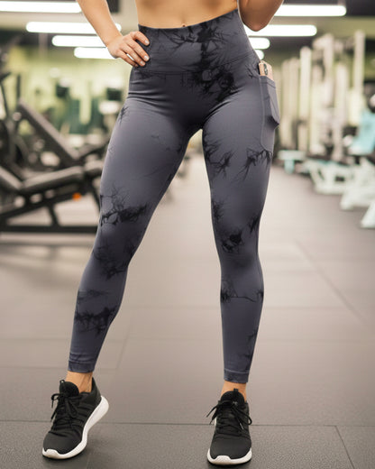 Calza Deportiva Mujer tie dye con bolsillo Push up - YJ191