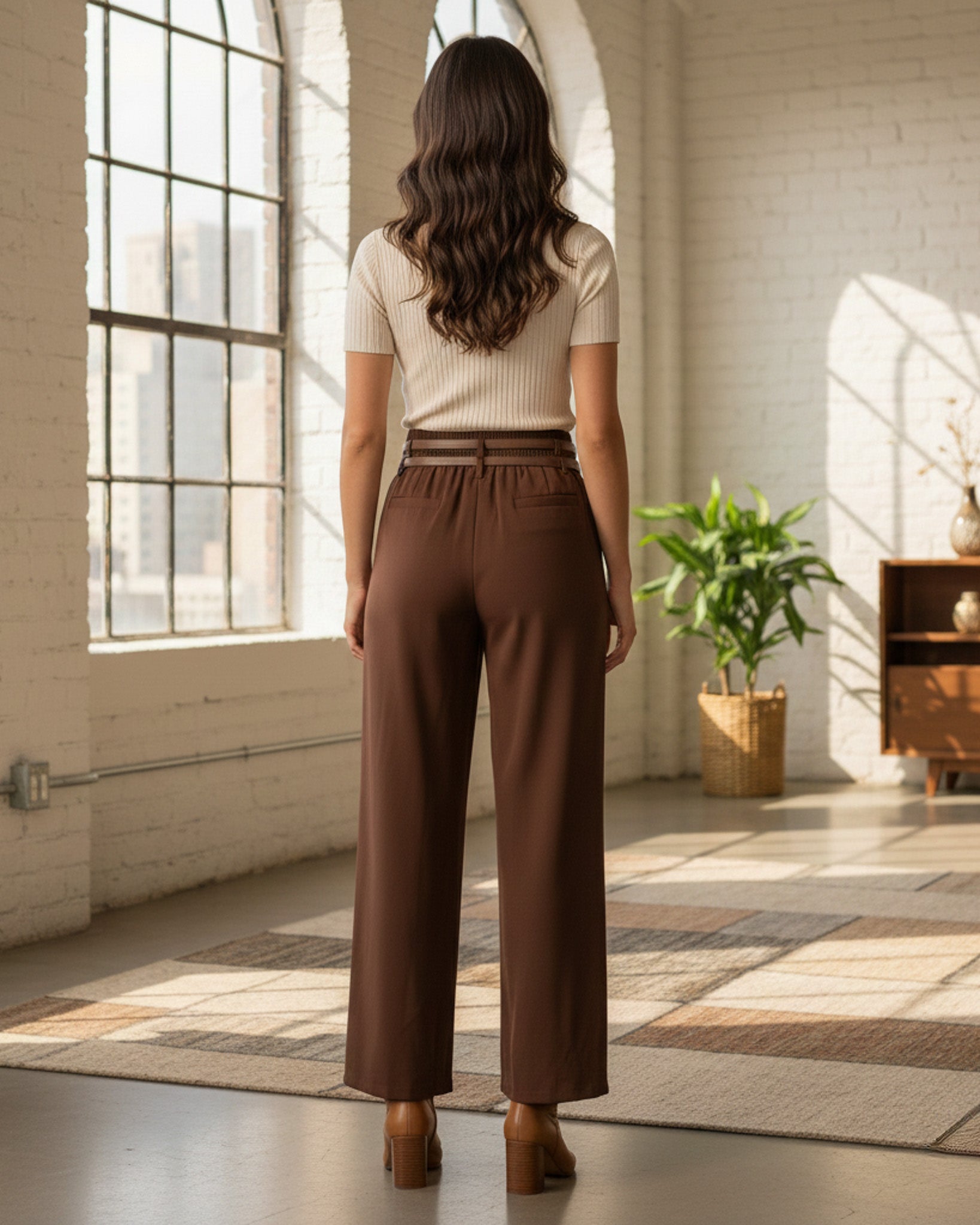 Pantalon Palazzo De Vestir Con Dos Cinturones Tiro Alto
