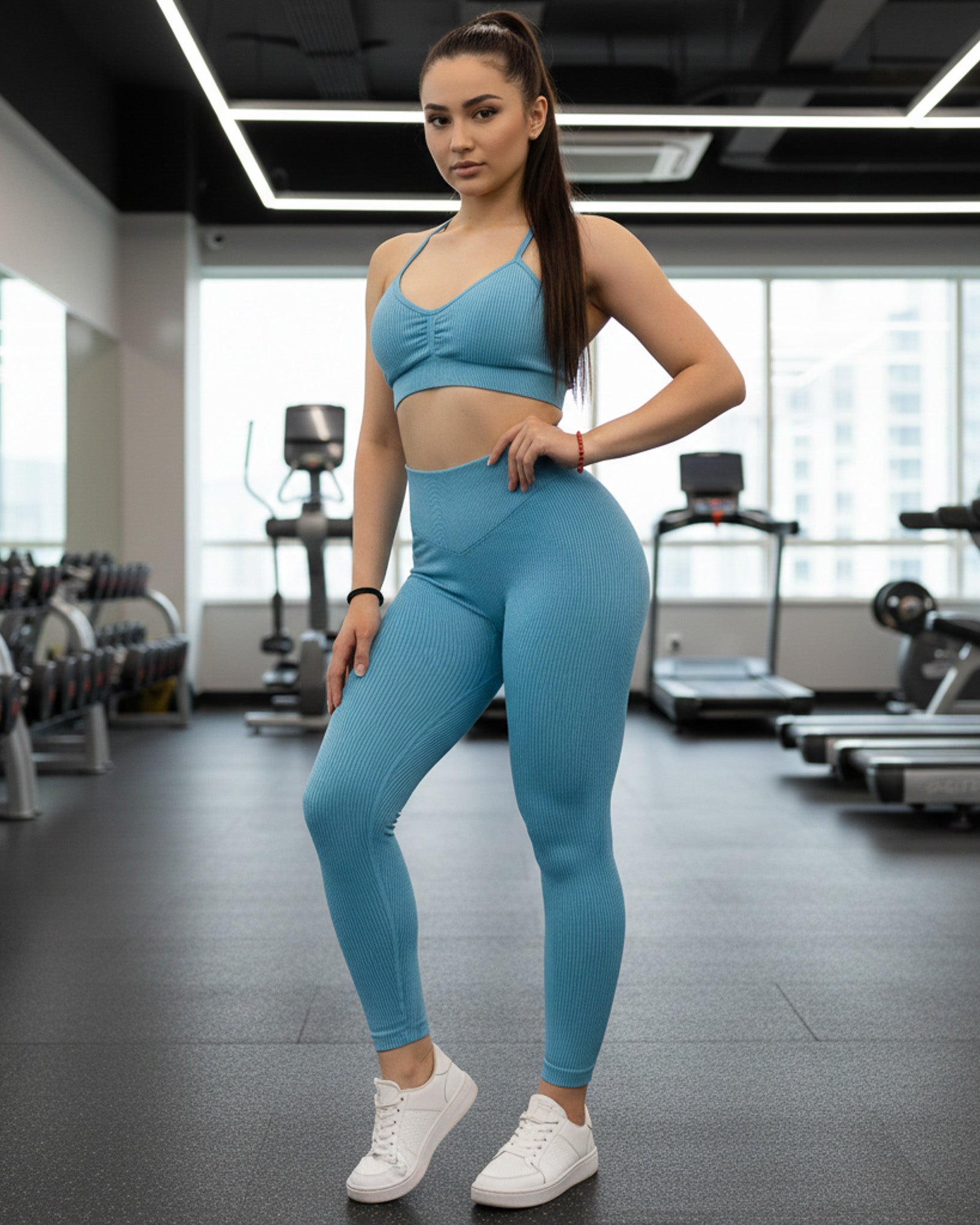 Conjunto Deportivo Calza Larga Y Peto Rib Prelavado Push Up