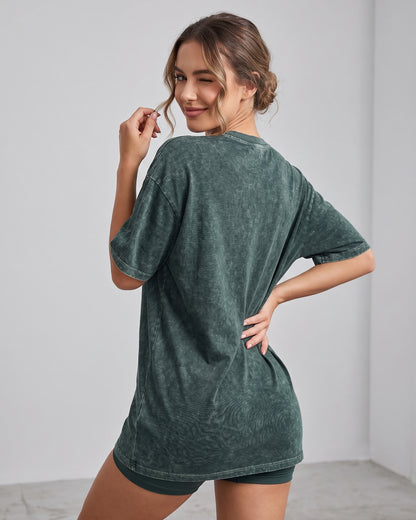 Polera Gym Oversize Mujer - Look Retro & Suave Prelavada - A366