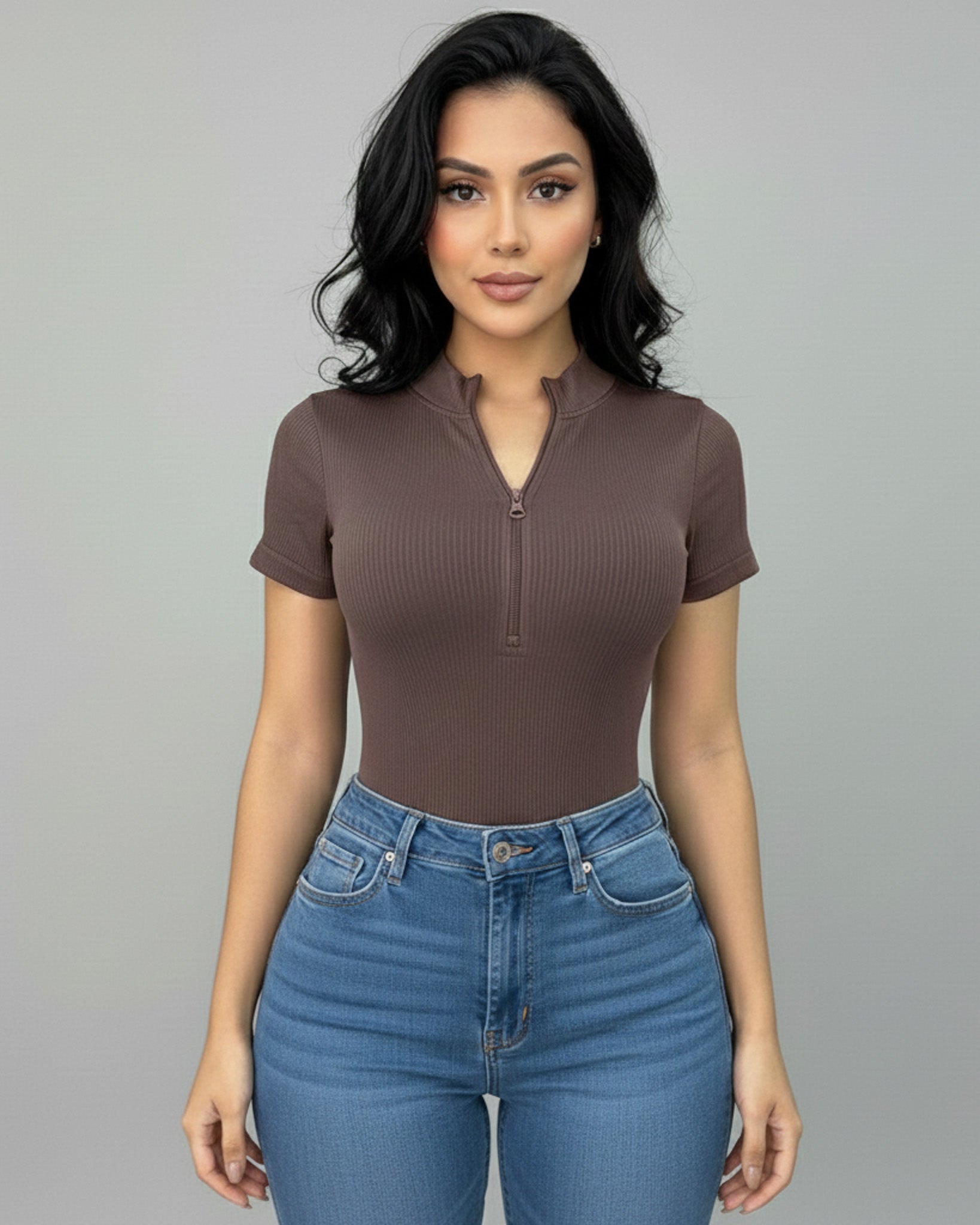 Body Mujer Modelador con Mangas Cortas y Cierre Delantero - YJ292