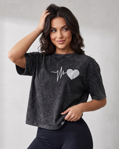 Polera Mujer Corazón Retro Gym - Ultra Suave Training - A365
