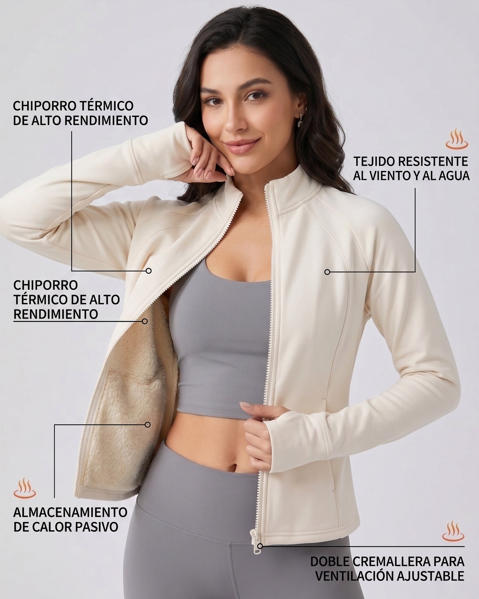 Chaqueta Chiporro Térmica Entallada Modeladora con Pasadedo - JYT045