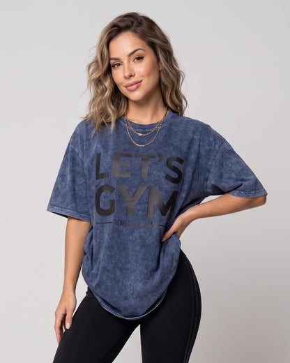 Polera Oversize Lets Gym - Look Retro Urbano Prelavada - A366