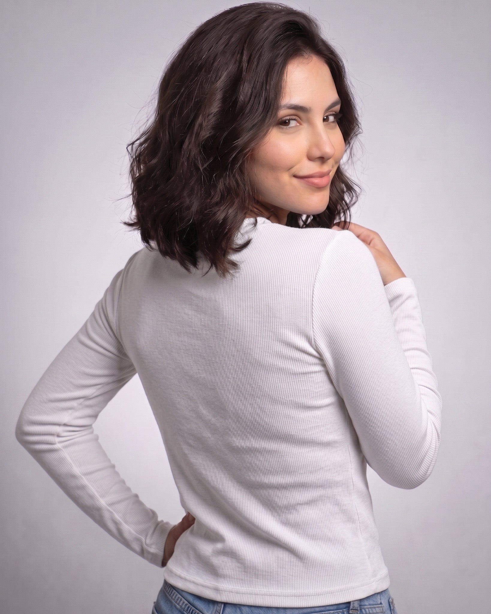 Polera Manga Larga Mujer Calce Ajustado - Básica Esencial - YY642