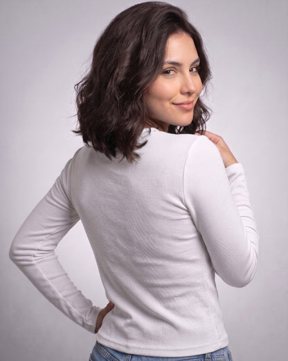 Polera Manga Larga Mujer Calce Ajustado - Básica Esencial - YY642