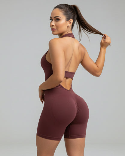 Enterizo Corto Deportivo Con Push Up Escotado en la Espalda - YJ284