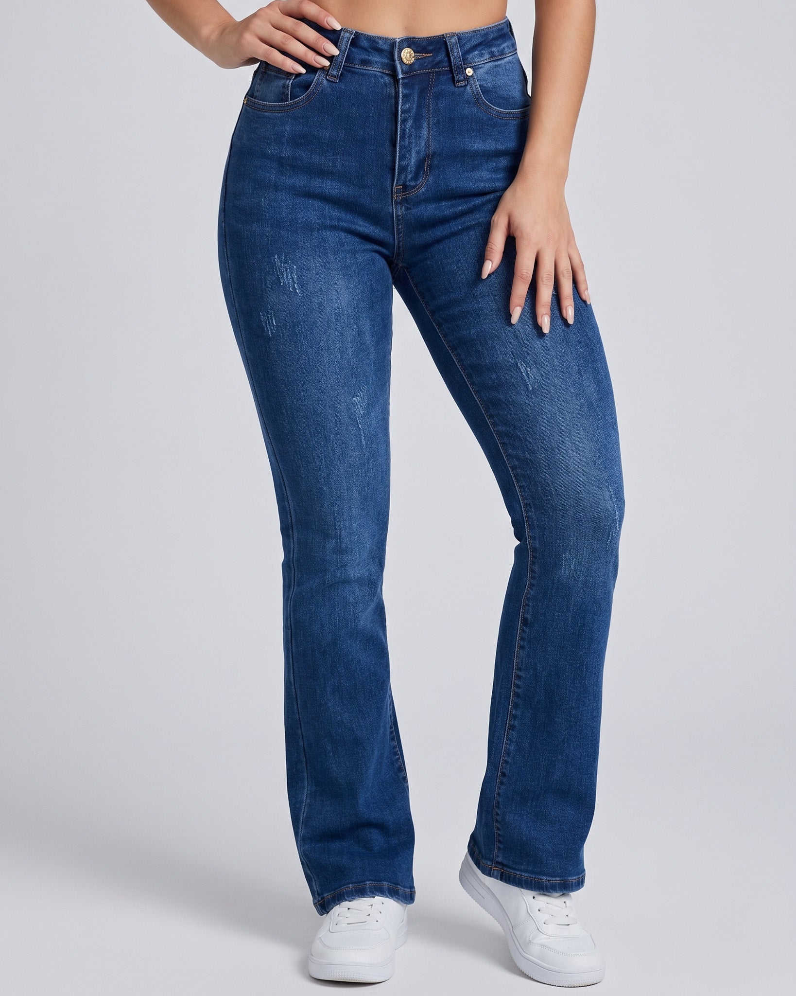 Pantalón Flare/Bootcut Azul Tiro Alto - Calce Modelador - 0140BC