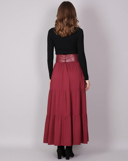 Falda Larga Elegant Mujer Con Cinturon Tiro Alto - HG25122