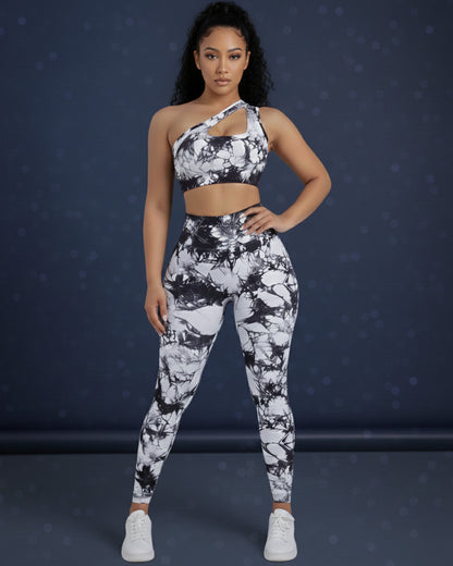 Conjunto de 2 piezas con top y leggings tie dye