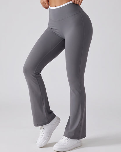 Calza Flare Tiro Alto Mujer Viral Premium Línea Blanca - W2508