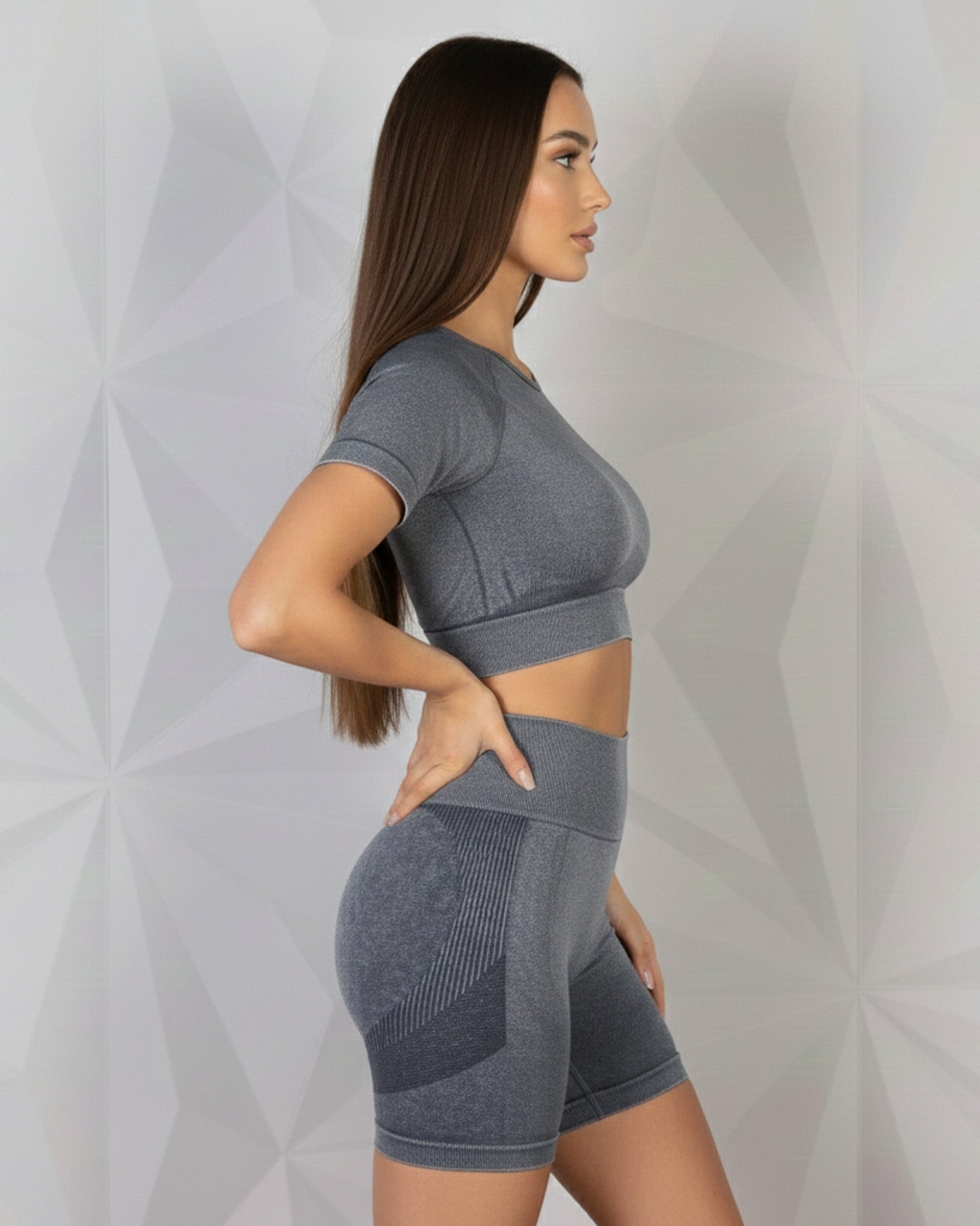 Conjunto Corto prelavado deportvo para Mujer  Yj203