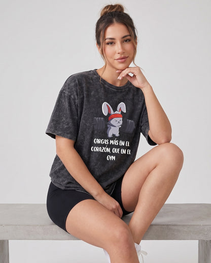Polera Oversize Mujer Rabbit - Retro Gym Prelavada Premium - A366