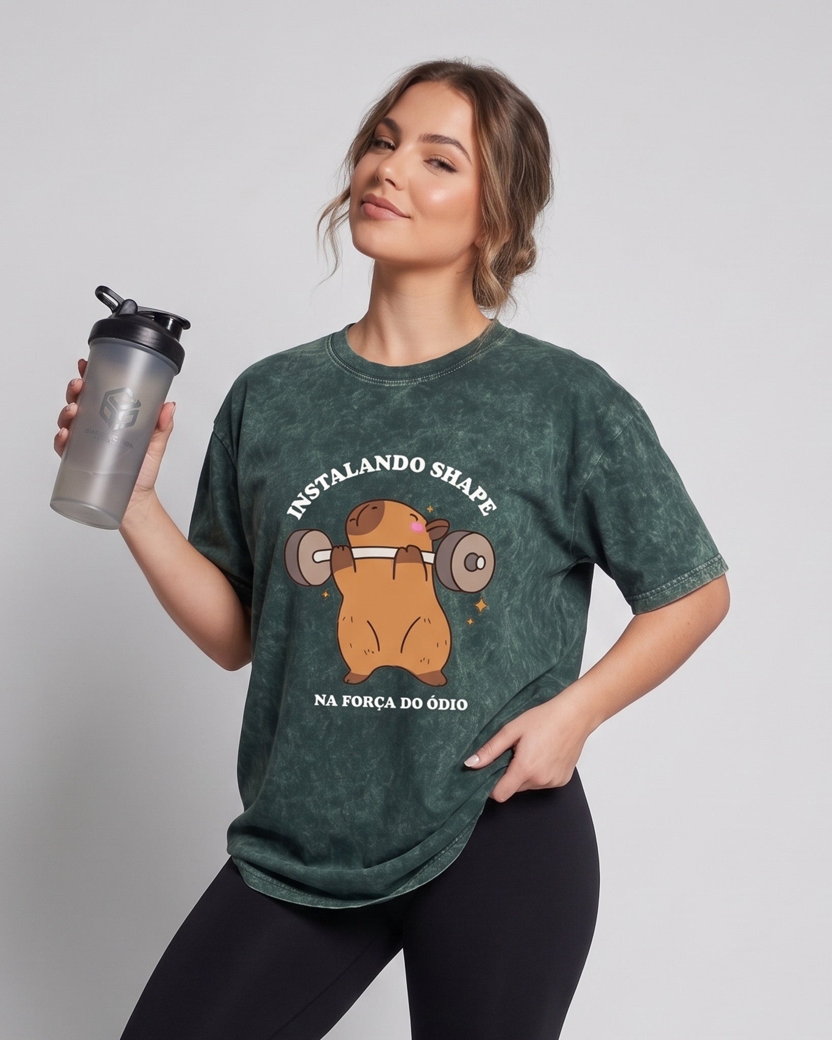Polera Oversize Capybara - Vintage Gym Look Prelavada - A366