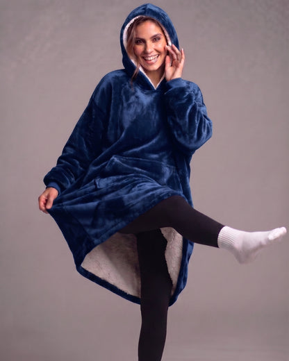 Maxi Poleron Manta Sherpa Bata Polar Con Capucha Invierno - Y501