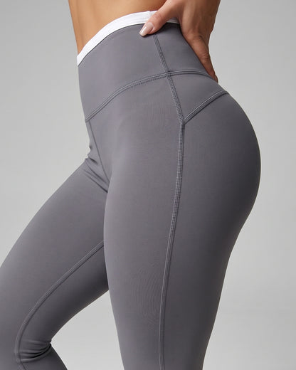 Calza Flare Tiro Alto Mujer Viral Premium Línea Blanca - W2508
