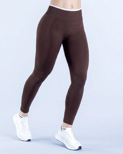 Calza Larga Push Up Pretina Bicolor Leggins Tiro Alto Fitness - YJ347