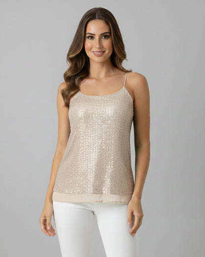 Blusa con Tirantes Mujer y Lentejuelas Fiesta Brillo - HG25041